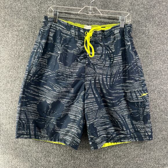 Speedo Swim Trunks Mens XL Blue Floral Hawaiian Print Comfort Drawstring - Picture 1 of 10